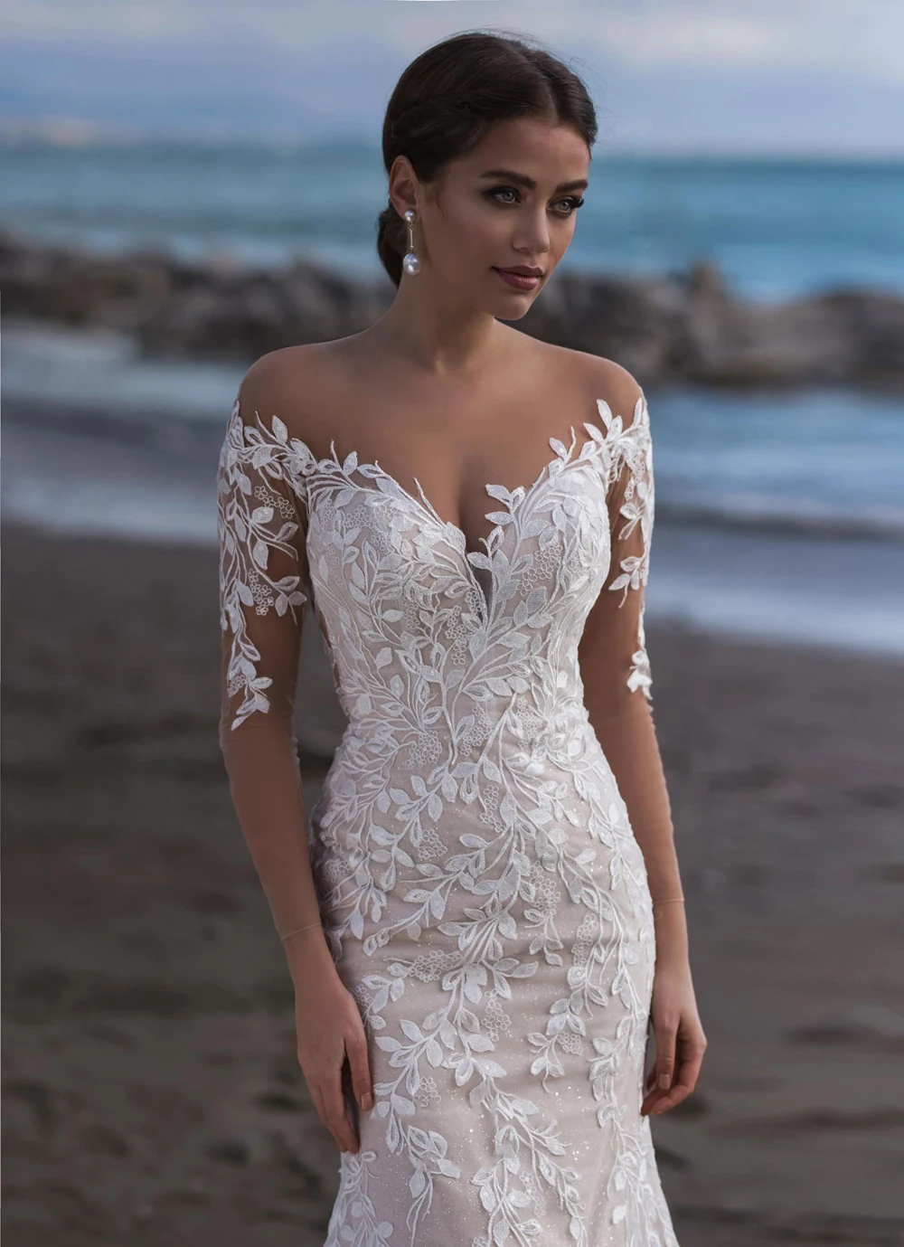 Sexy Sweep Train Mermaid Wedding With Scoop Long Sleeves Lace Bridal Gown Vestido De Novia
Sexy Sweep Train Mermaid Wedding With Scoop Long Sleeves Lace Bridal Gown Vestido De Novia