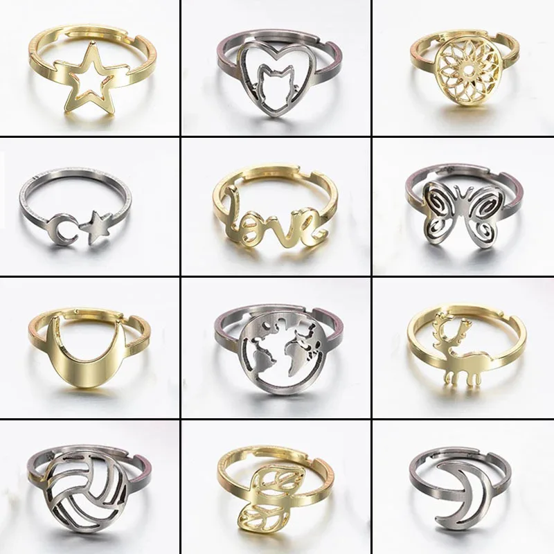 Juno new stainless steel geometric Vintage ring opening adjustable star moon small animal ring Lovers ring Give gift box
Juno new stainless steel geometric Vintage ring opening adjustable star moon small animal ring Lovers ring Give gift box
