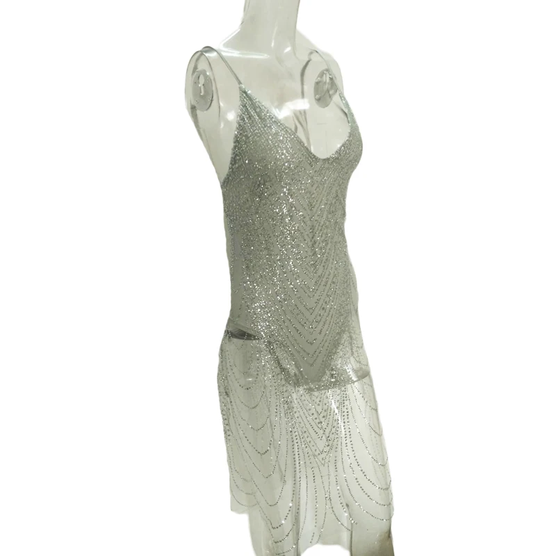 Sexy Deep V-Neck Bright Diamond Sequins Perspective Nightclub Dress Summer Female Spaghetti StrapSlim Dress WD0464
Sexy Deep V-Neck Bright Diamond Sequins Perspective Nightclub Dress Summer Female Spaghetti StrapSlim Dress WD0464