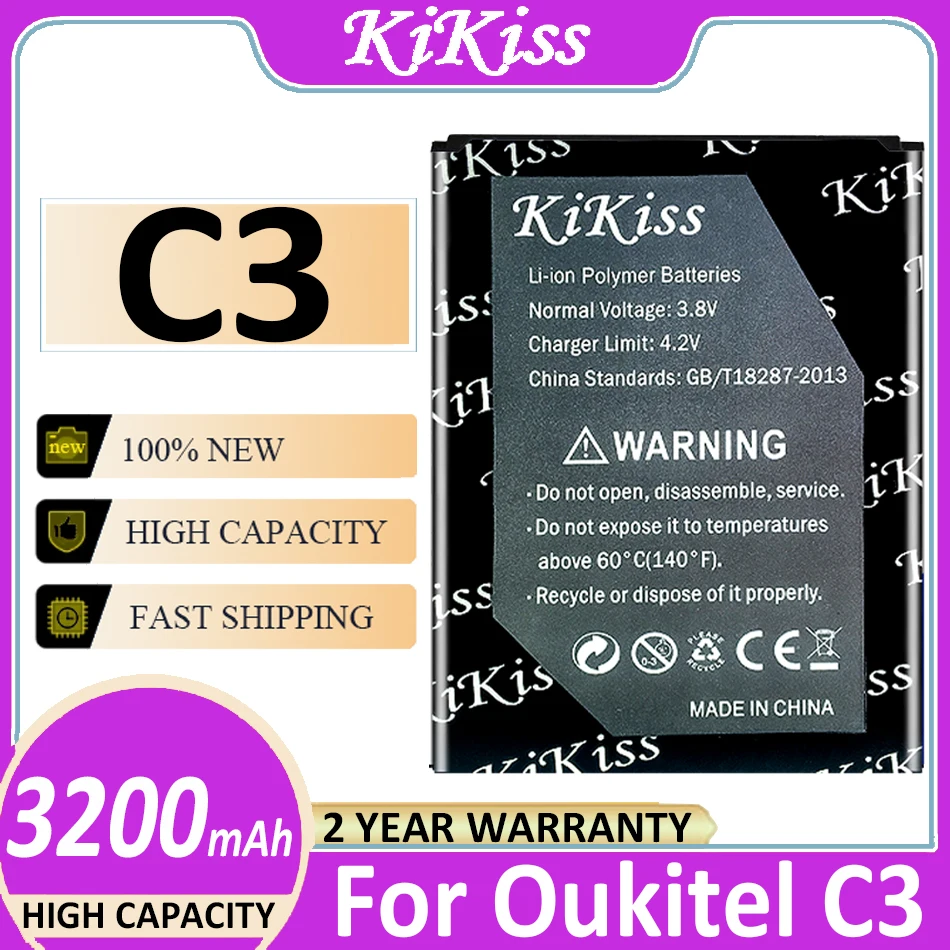 Аккумулятор KiKiss большой емкости на 3200 мАч для Oukitel C3 C 3, аккумуляторы для телефона большой емкости, аккумулятор + трек-код
Аккумулятор KiKiss большой емкости на 3200 мАч для Oukitel C3 C 3, аккумуляторы для телефона большой емкости, аккумулятор + трек-код