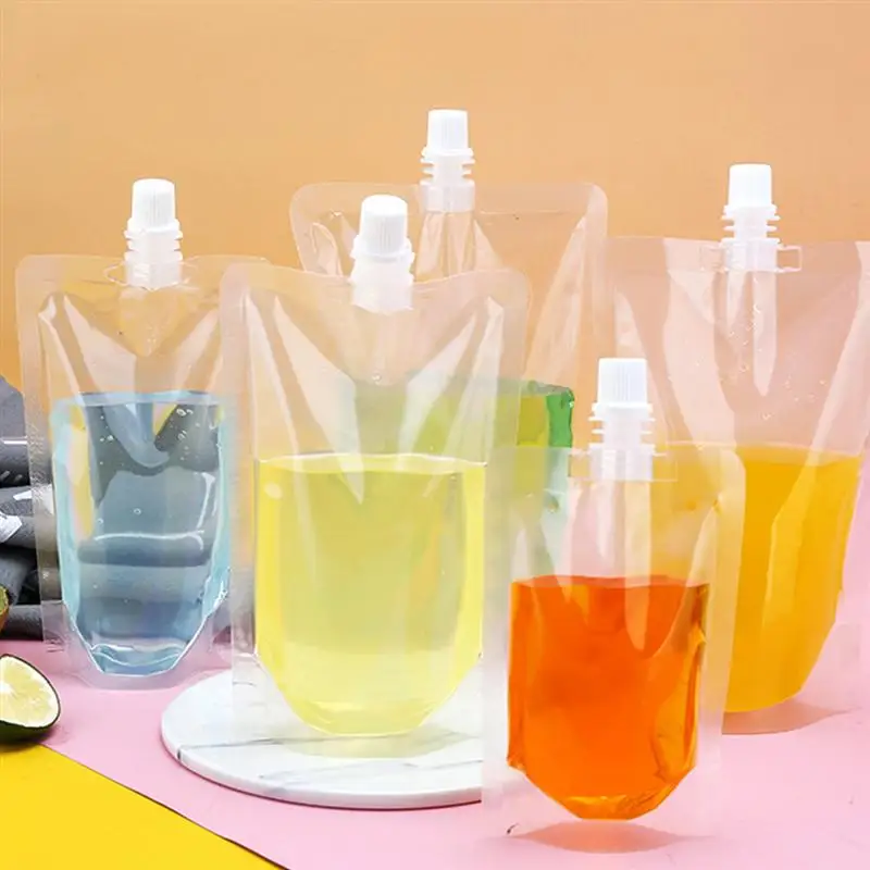 

30Pcs Transparent Drinks Flasks Liquor Pouch Reusable Beverages Drinking Flasks Self-Supporting Spout Bag Takeaway Beverage Bag