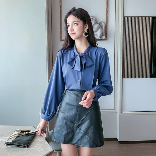 TingYiLi Blue Bow Blouse Autumn Long Sleeve Shirts Elegant Ladies Workwear Top Women Korean Blouse
TingYiLi Blue Bow Blouse Autumn Long Sleeve Shirts Elegant Ladies Workwear Top Women Korean Blouse