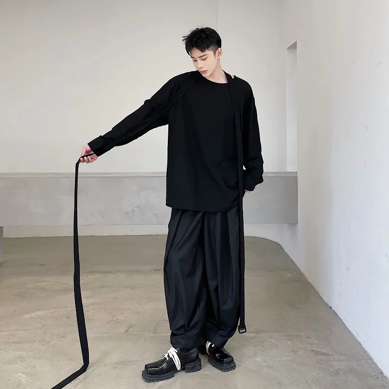 Men's Strap Design Japan Harajuku Streetwear Vintage Long Sleeve T-shirt Male Pullover Tee Shirt Man T Shirt Stage Clothing
Men's Strap Design Japan Harajuku Streetwear Vintage Long Sleeve T-shirt Male Pullover Tee Shirt Man T Shirt Stage Clothing