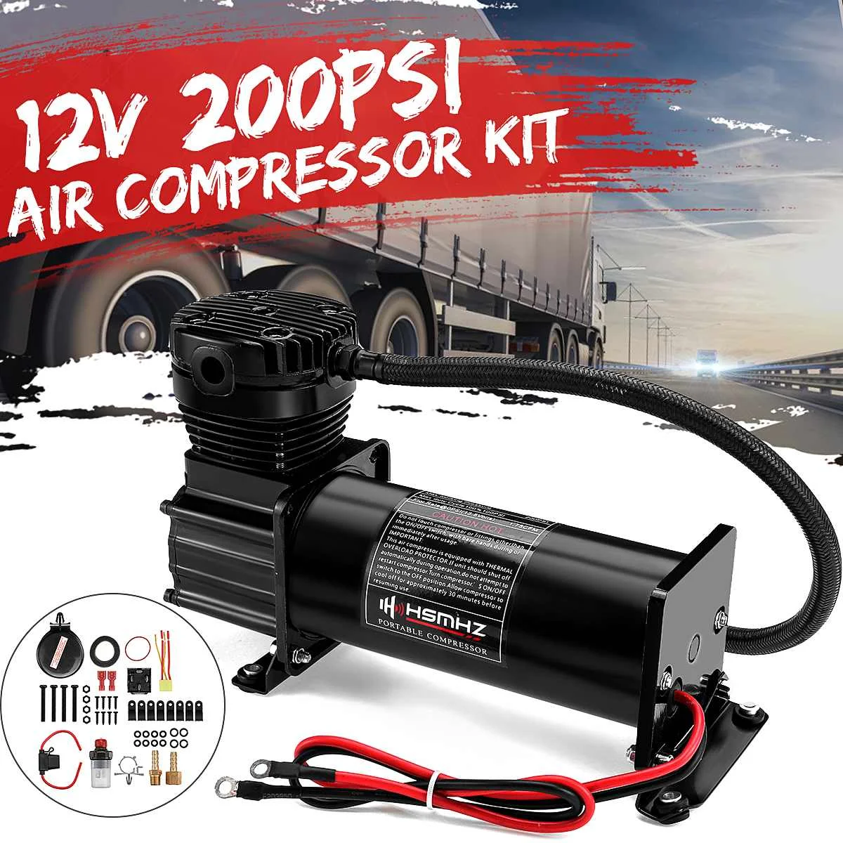 

Автомобильный воздушный подвесной компрессор 12 В 200 фунтов/кв. Дюйм, насос, звуковой воздушный гудок, сменный комплект для грузовика, прицеп...