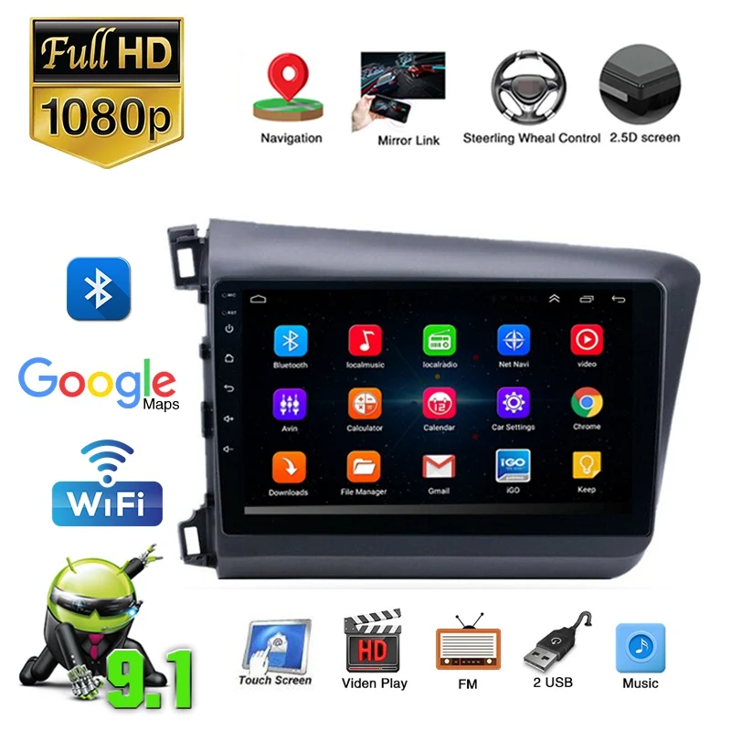 For 2012-2015 Honda Civic Android 9.1 Car Stereo Radio Wifi GPS Navigation 9" Car Multimedia MP5 Player 1+16GB
For 2012-2015 Honda Civic Android 9.1 Car Stereo Radio Wifi GPS Navigation 9" Car Multimedia MP5 Player 1+16GB