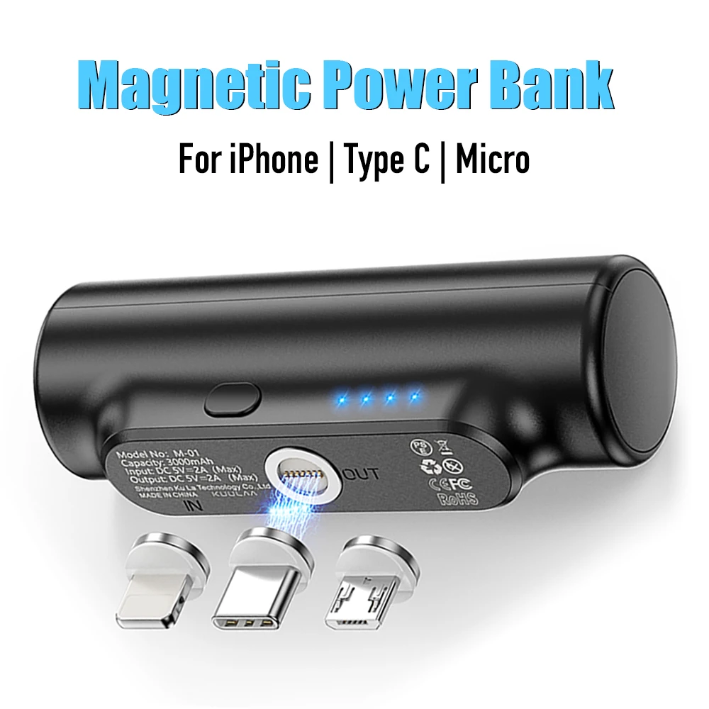 3000mAh 3in1 Mini Magnetic Wireless Power Bank For iPhone Samsung Huawei Xiaomi Mobile Phone Emergency Portable Battery Charger
3000mAh 3in1 Mini Magnetic Wireless Power Bank For iPhone Samsung Huawei Xiaomi Mobile Phone Emergency Portable Battery Charger