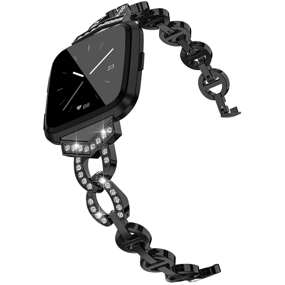 Ремешок для умных часов Fitbit Versa 4/3/2/1 с бриллиантами классические мужские и