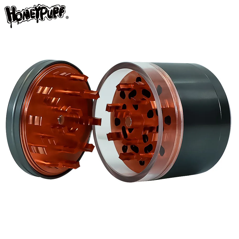HONEYPUFF Gray 63MM Aviation Aluminum Transparent Four-layer Cigarette Grinding Device Vanilla Ingredient Storage Accessory Tool
HONEYPUFF Gray 63MM Aviation Aluminum Transparent Four-layer Cigarette Grinding Device Vanilla Ingredient Storage Accessory Tool