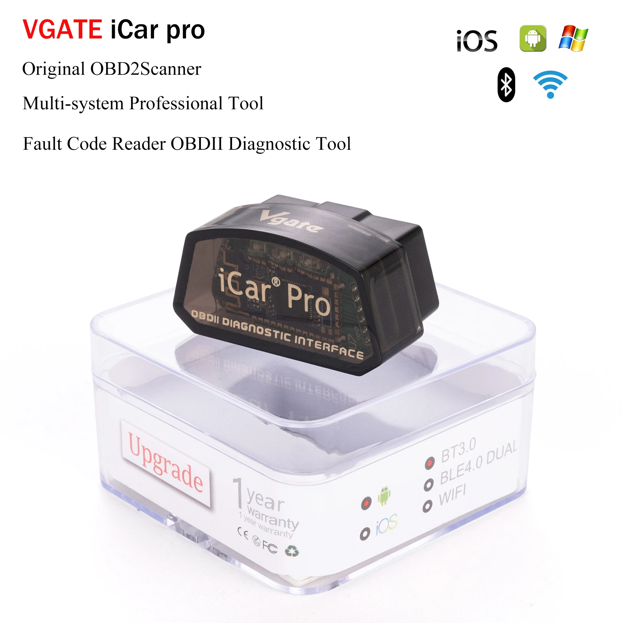 

Vgate Icar Pro Bluetooth Wifi Obd2 Fault Code Reader Auto Diagnostic Scanner Check Engine Light Elm327 Scan Tool for IOS/Android