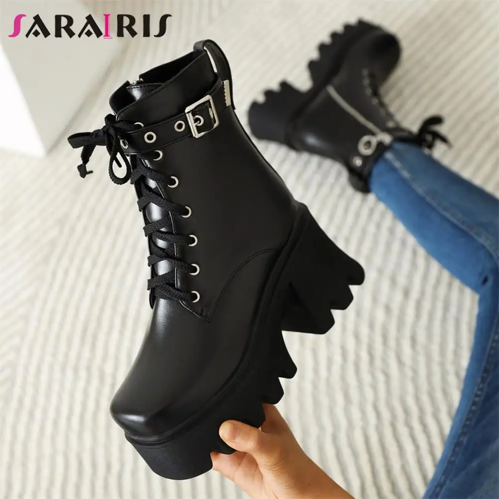 SARAIRIS On Sale Female Motorcycle Boots Round High Heel Ankle Boots Platform Lace Buckle Zipper Women Boots Comfy Winter Shoes
SARAIRIS On Sale Female Motorcycle Boots Round High Heel Ankle Boots Platform Lace Buckle Zipper Women Boots Comfy Winter Shoes