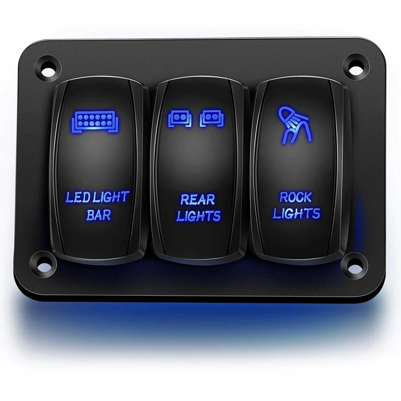 3 Gang Toggle Blue LED Light Rocker Switch Panel for Car Marine Boat Waterproof 12V
3 Gang Toggle Blue LED Light Rocker Switch Panel for Car Marine Boat Waterproof 12V