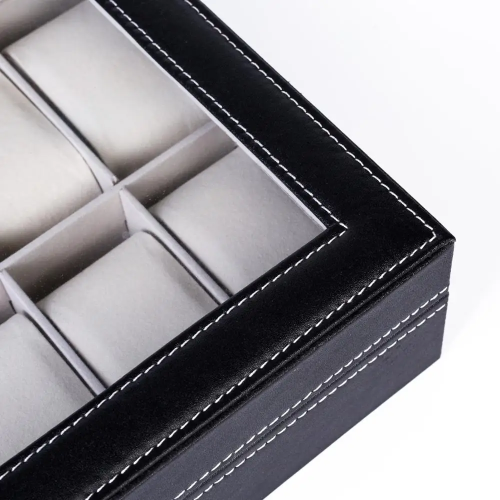 12 Compartments Top-level Opening Style Leather Watch Collection Box Black 
12 Compartments Top-level Opening Style Leather Watch Collection Box Black