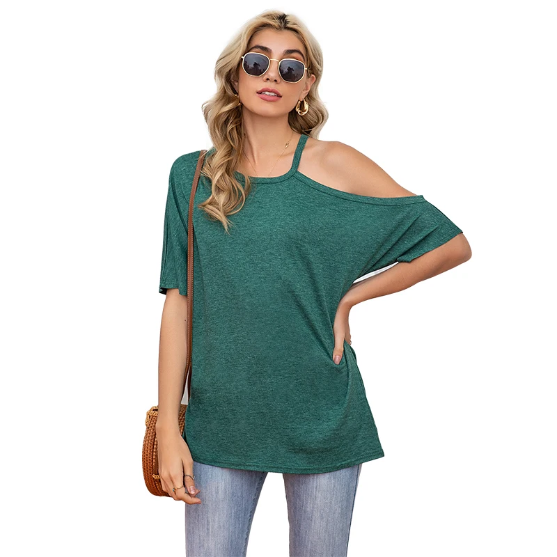 2021 Summer Women Solid Color Short Sleeve Strapless Sexy T Shirt Loose O-neck Tops Streetwear Fashion Female Tee Shirts
2021 Summer Women Solid Color Short Sleeve Strapless Sexy T Shirt Loose O-neck Tops Streetwear Fashion Female Tee Shirts