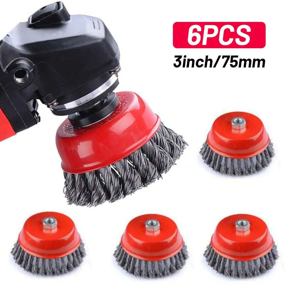 6pcs 75mm Cup Brush M14 Angle Grinder Wire Brush Parts For Flex Wire Brush Bevel Cup Brushes Accessories
6pcs 75mm Cup Brush M14 Angle Grinder Wire Brush Parts For Flex Wire Brush Bevel Cup Brushes Accessories
