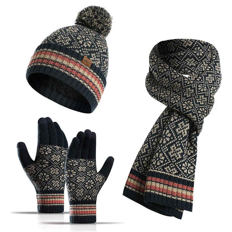 New Winter Women Knitted Wool Windproof Warm Suit Men Fashion Casual Outdoor Sports Hat Scarf Gloves Snowflake Three Sets
New Winter Women Knitted Wool Windproof Warm Suit Men Fashion Casual Outdoor Sports Hat Scarf Gloves Snowflake Three Sets