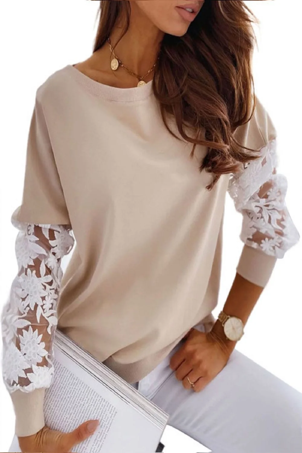 Новинка Осень-зима 2021, женский модный Повседневный пуловер с кружевом и длинными рукавами, свитер
Новинка Осень-зима 2021, женский модный Повседневный пуловер с кружевом и длинными рукавами, свитер