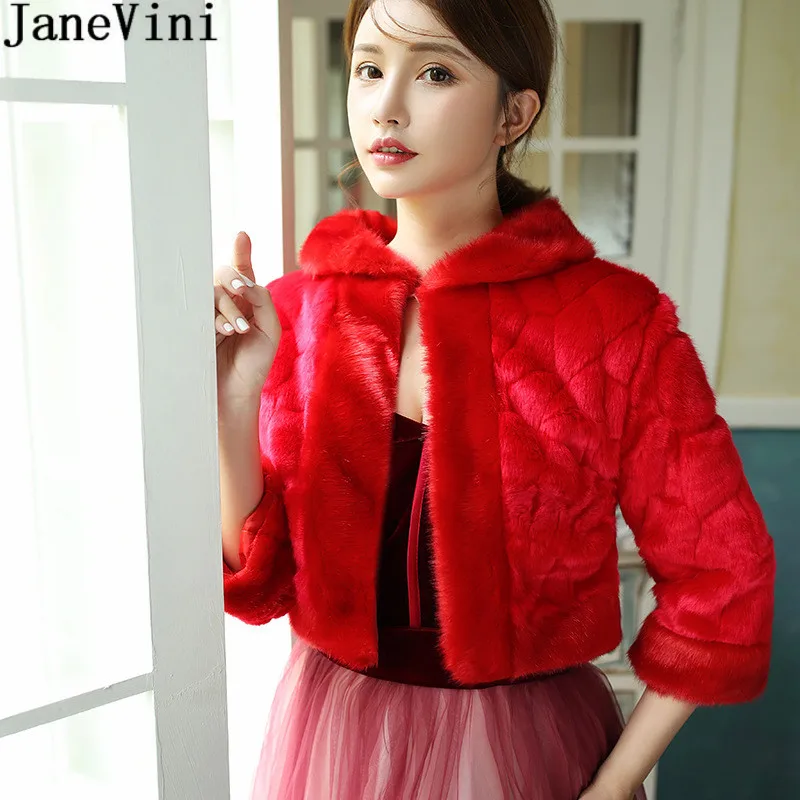 JaneVini Red Women Cape Winter Faux Fur Wedding Coat with Sleeves Bridal Wrap Jackets Bridesmaid Party Dress Fur Boleros Stoles
JaneVini Red Women Cape Winter Faux Fur Wedding Coat with Sleeves Bridal Wrap Jackets Bridesmaid Party Dress Fur Boleros Stoles