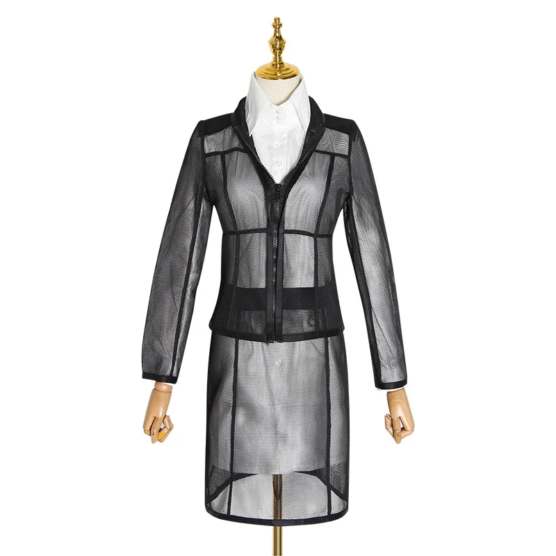 New Chinese style lapel solid color coat high waist hip skirt perspective three-piece Outfits female
New Chinese style lapel solid color coat high waist hip skirt perspective three-piece Outfits female