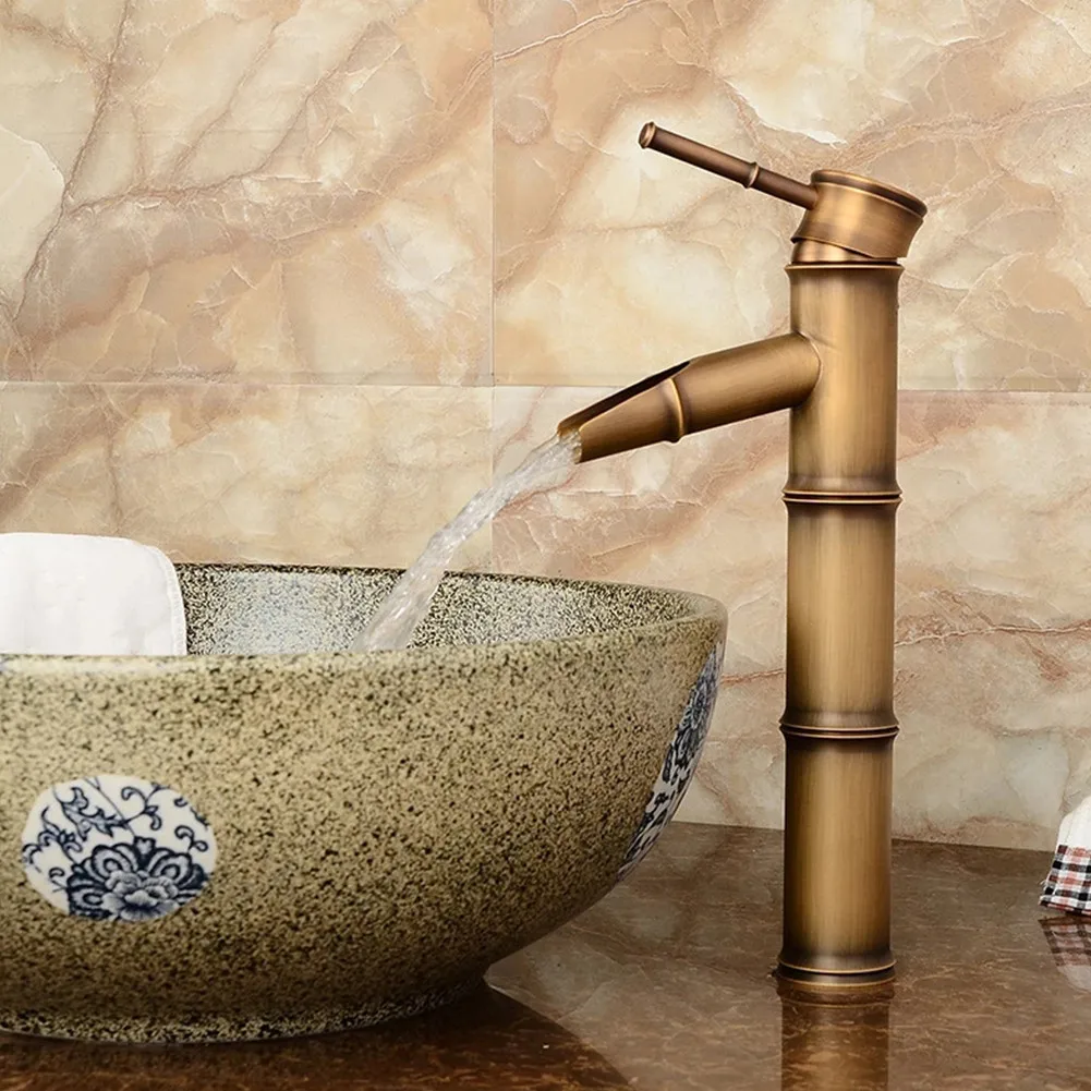 Antique Brass Bamboo Shape Basin Faucet Single Handle Deck Mounted Hot Cold Water Basin Mixer Taps Lavatory Sink Tap
Antique Brass Bamboo Shape Basin Faucet Single Handle Deck Mounted Hot Cold Water Basin Mixer Taps Lavatory Sink Tap