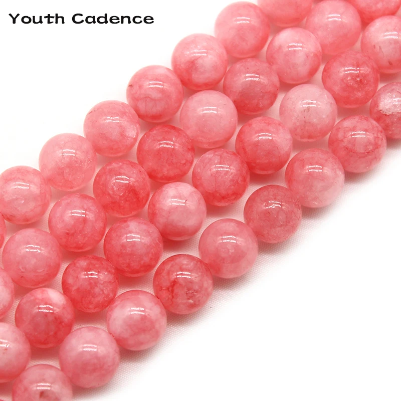 

4/6/8/10mm Pink Angelite Quartzs Stone Round Loose Spacer Beads for Jewelry Making DIY Necklace Bracelet Accessory 15'' Strand