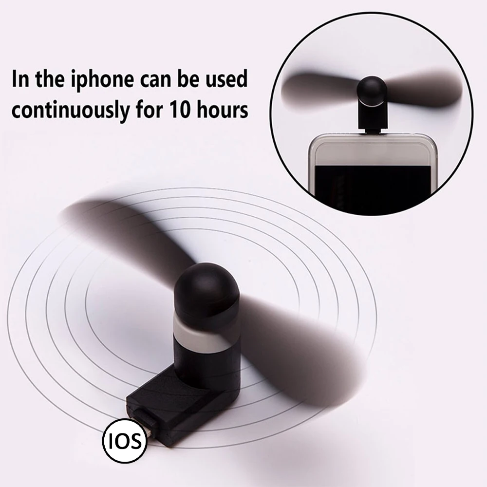 Phone Fan Lightweight Mini USB Cooling Fan Low Noise Strong Wind Cell Phone Fan for iphone iOS Interface Smart Device
Phone Fan Lightweight Mini USB Cooling Fan Low Noise Strong Wind Cell Phone Fan for iphone iOS Interface Smart Device