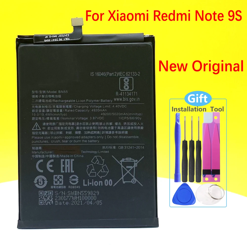 NEW Original BN55 Battery For Xiaomi Redmi Note 9S Note9S Smartphone/Smart Mobile phone
NEW Original BN55 Battery For Xiaomi Redmi Note 9S Note9S Smartphone/Smart Mobile phone