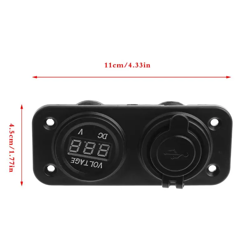 2-In-1 Dual USB Socket + LED Digital Display Voltmeter Mount Car Charger Adapter
2-In-1 Dual USB Socket + LED Digital Display Voltmeter Mount Car Charger Adapter
