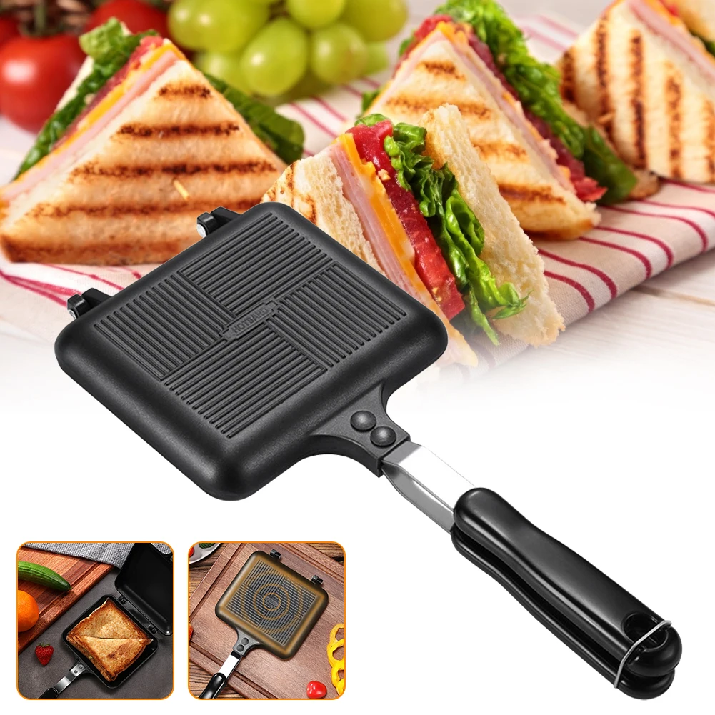 Double-Sided Sandwich Frying Pan Non-Stick Foldable Sandwich Maker Pan with Handles for Bread Toast Waffle Pancake
Double-Sided Sandwich Frying Pan Non-Stick Foldable Sandwich Maker Pan with Handles for Bread Toast Waffle Pancake