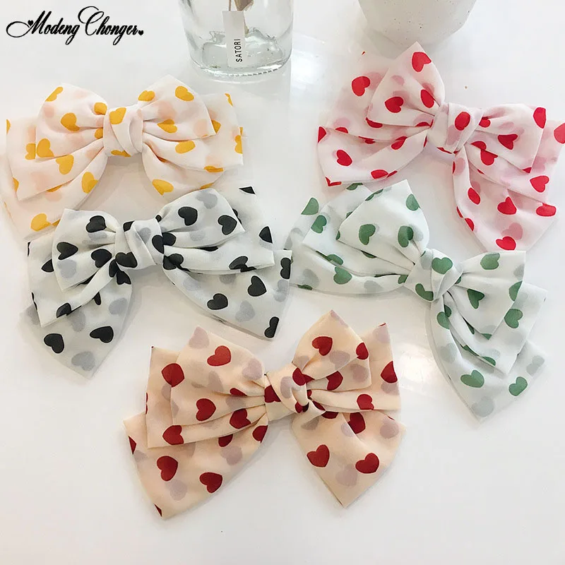 Fashion Fresh HairClips Korea Style Side Clips Women Heart Printed Bow Barrettes Chiffon Hairpins Girl's Hair Ties Accessories
Fashion Fresh HairClips Korea Style Side Clips Women Heart Printed Bow Barrettes Chiffon Hairpins Girl's Hair Ties Accessories