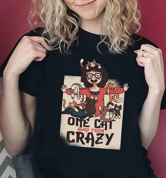 One Cat Away From Crazy T-Shirt Crazy Cat Lady T-Shirt 
One Cat Away From Crazy T-Shirt Crazy Cat Lady T-Shirt