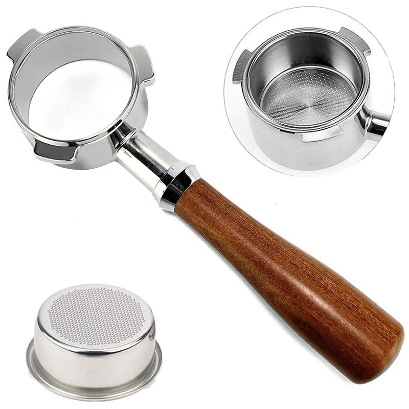 54mm Coffee Bottomless Filter Holder with Basket, Stainless Steel Espresso Machine Filter Replacement for Breville 870 
54mm Coffee Bottomless Filter Holder with Basket, Stainless Steel Espresso Machine Filter Replacement for Breville 870