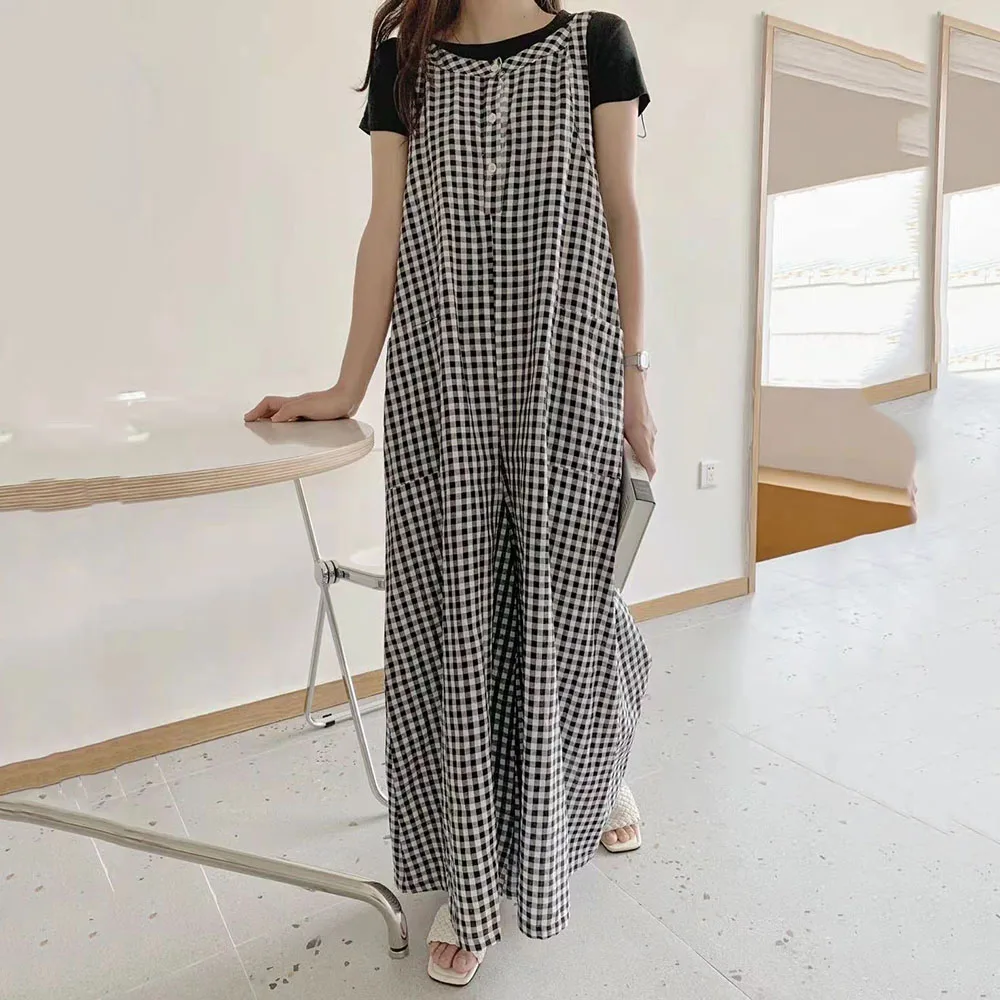 Summer 2021 Japanese Style Women's Jumpsuit Korean Fashion Loose Casual All-match Lattice Pocket Round Neck
Summer 2021 Japanese Style Women's Jumpsuit Korean Fashion Loose Casual All-match Lattice Pocket Round Neck