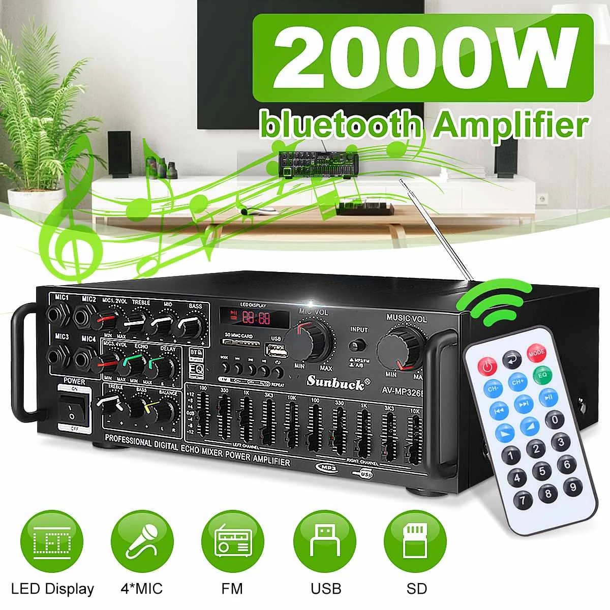 Home Bluetooth Amplifiers 2 Channel Home Car Audio Stereo Subwoofer Amplifier Power Audio Amplifier Audio USB SD With Remote
Home Bluetooth Amplifiers 2 Channel Home Car Audio Stereo Subwoofer Amplifier Power Audio Amplifier Audio USB SD With Remote