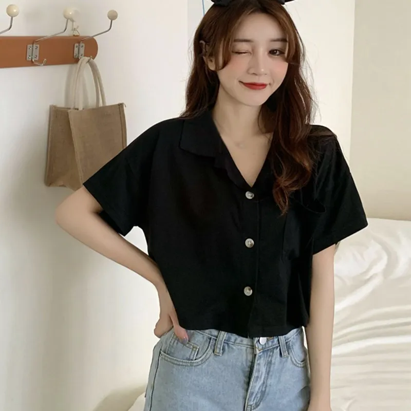 Summer Korean Lazy Style Candy Color Casual Lapel Tops and Blouse Loose Short Sleeve Shirt 2020
Summer Korean Lazy Style Candy Color Casual Lapel Tops and Blouse Loose Short Sleeve Shirt 2020