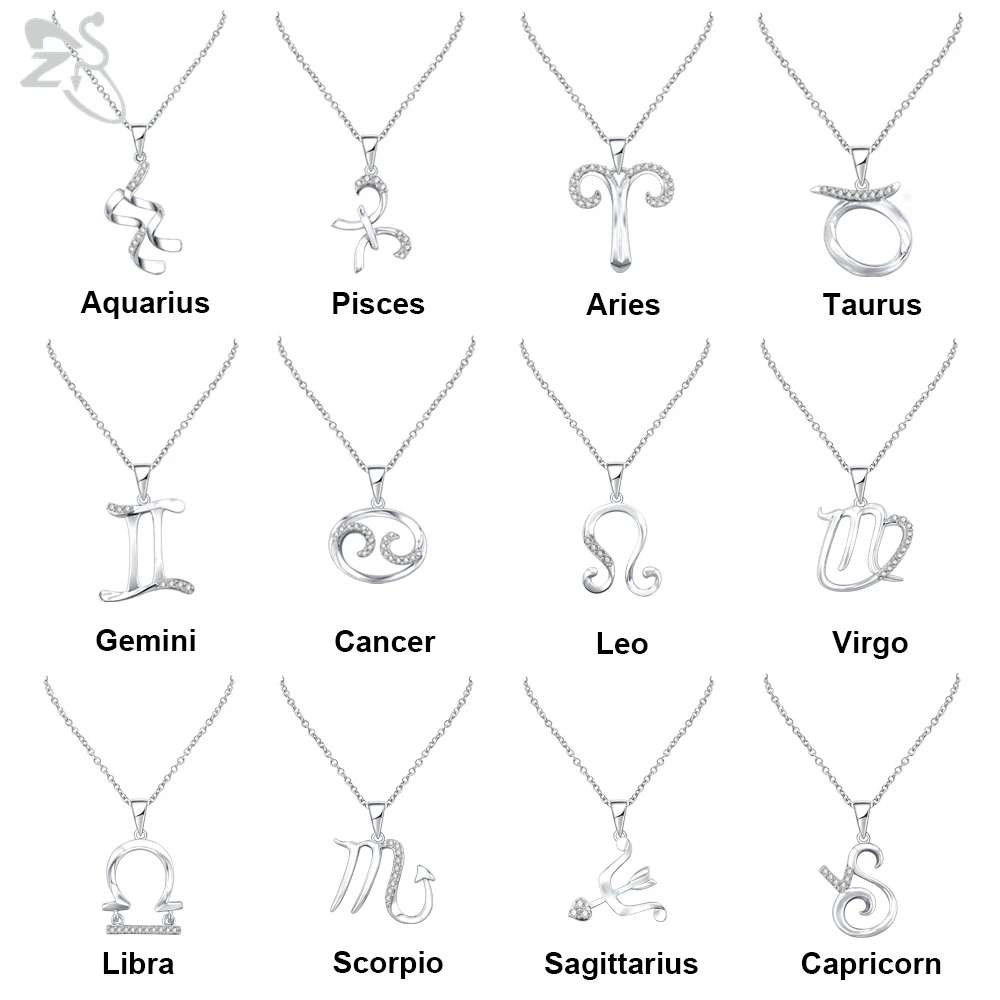 ZS 12 Constellations 925 Silver Pendant Necklace For Women Girl Luxury CZ Crystal Chain Virgo Taurus Leo Silver Necklaces Gift
ZS 12 Constellations 925 Silver Pendant Necklace For Women Girl Luxury CZ Crystal Chain Virgo Taurus Leo Silver Necklaces Gift