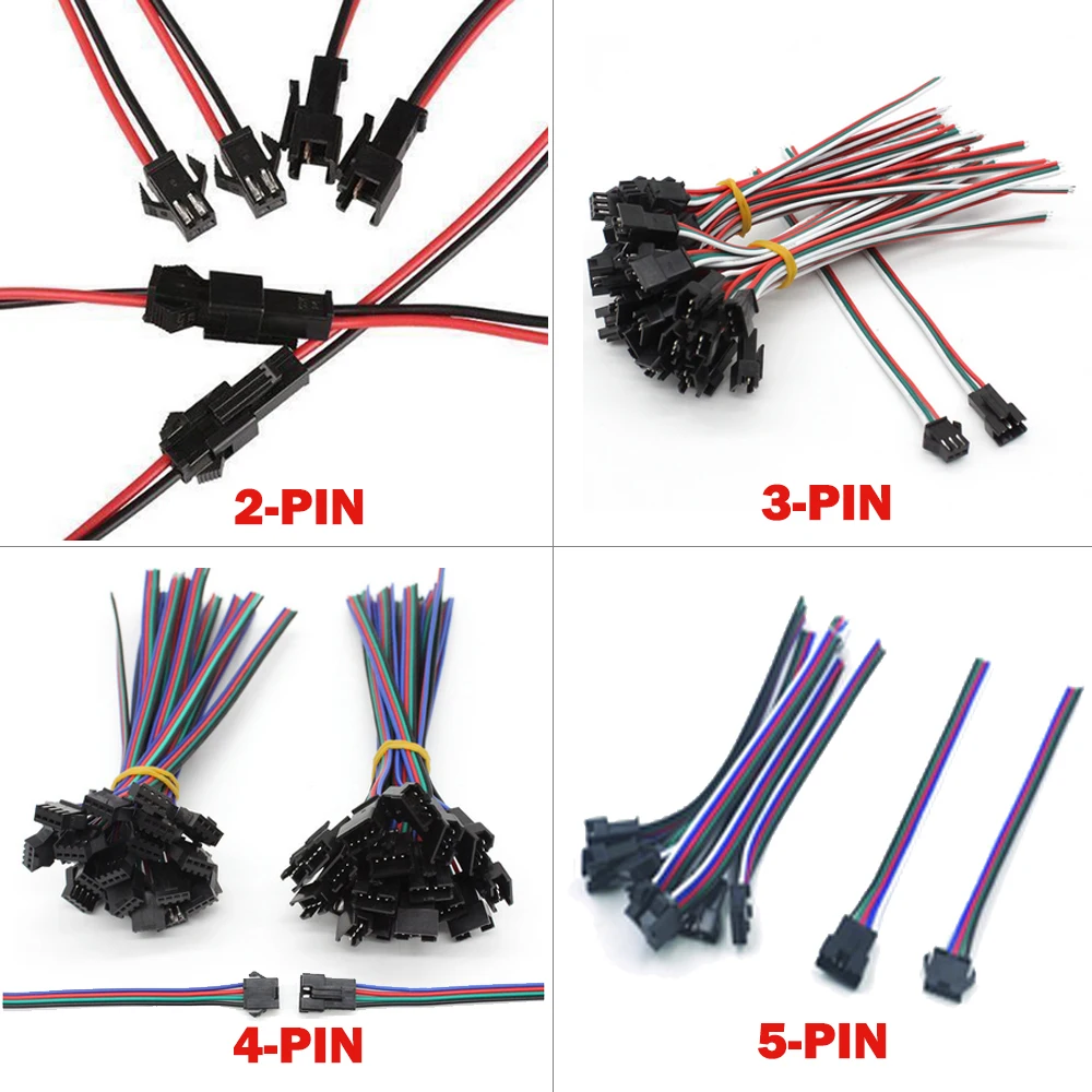 3pin 4pin 5pin 5pair~100pairs JST LED Connectors,Male And Female Connector for 3528 5050 RGB RGBW RGBWW LED Strip light
3pin 4pin 5pin 5pair~100pairs JST LED Connectors,Male And Female Connector for 3528 5050 RGB RGBW RGBWW LED Strip light