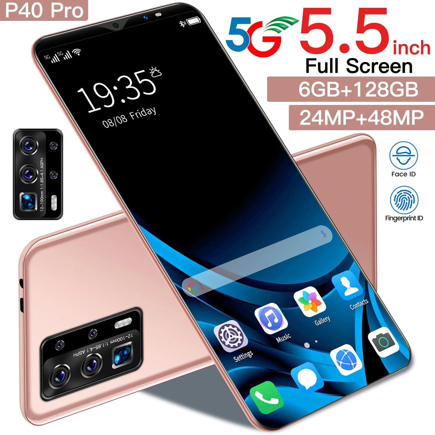Global Version P40 Pro 5.5Inch Full Screen 6+128GB 24MP+48MP 10Core MTK6763 Fingerprint Face ID 4800MAH Dual SIM Android 10.0
Global Version P40 Pro 5.5Inch Full Screen 6+128GB 24MP+48MP 10Core MTK6763 Fingerprint Face ID 4800MAH Dual SIM Android 10.0