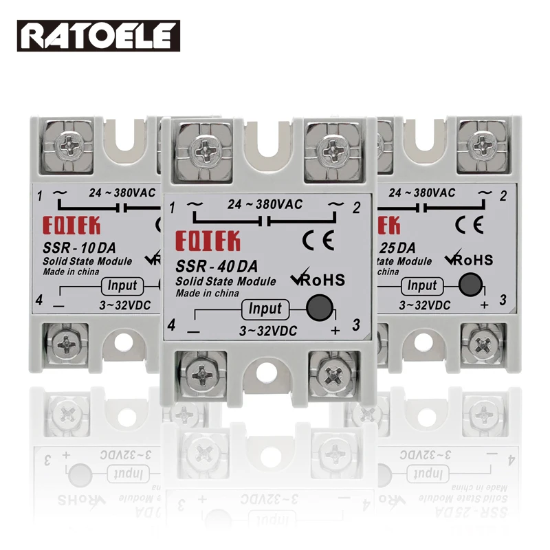 Однофазное твердотельное реле 10DA/25DA/40DA вход 3 32VDC выход 24 380VAC SSR DC управление