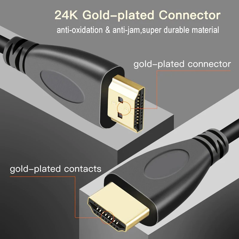Совместимый с HDMI кабель 24K позолоченный видеокабель поддержкой 1080P 3D для HDTV