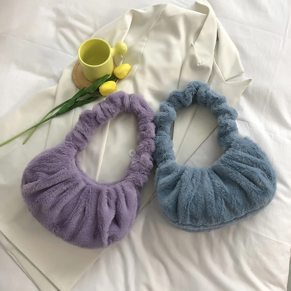 Autumn Winter Retro Pleated Solid Color Shoulder Plush Shoulder Bags Women Plush Shopper Plush Handbags Purse
Autumn Winter Retro Pleated Solid Color Shoulder Plush Shoulder Bags Women Plush Shopper Plush Handbags Purse