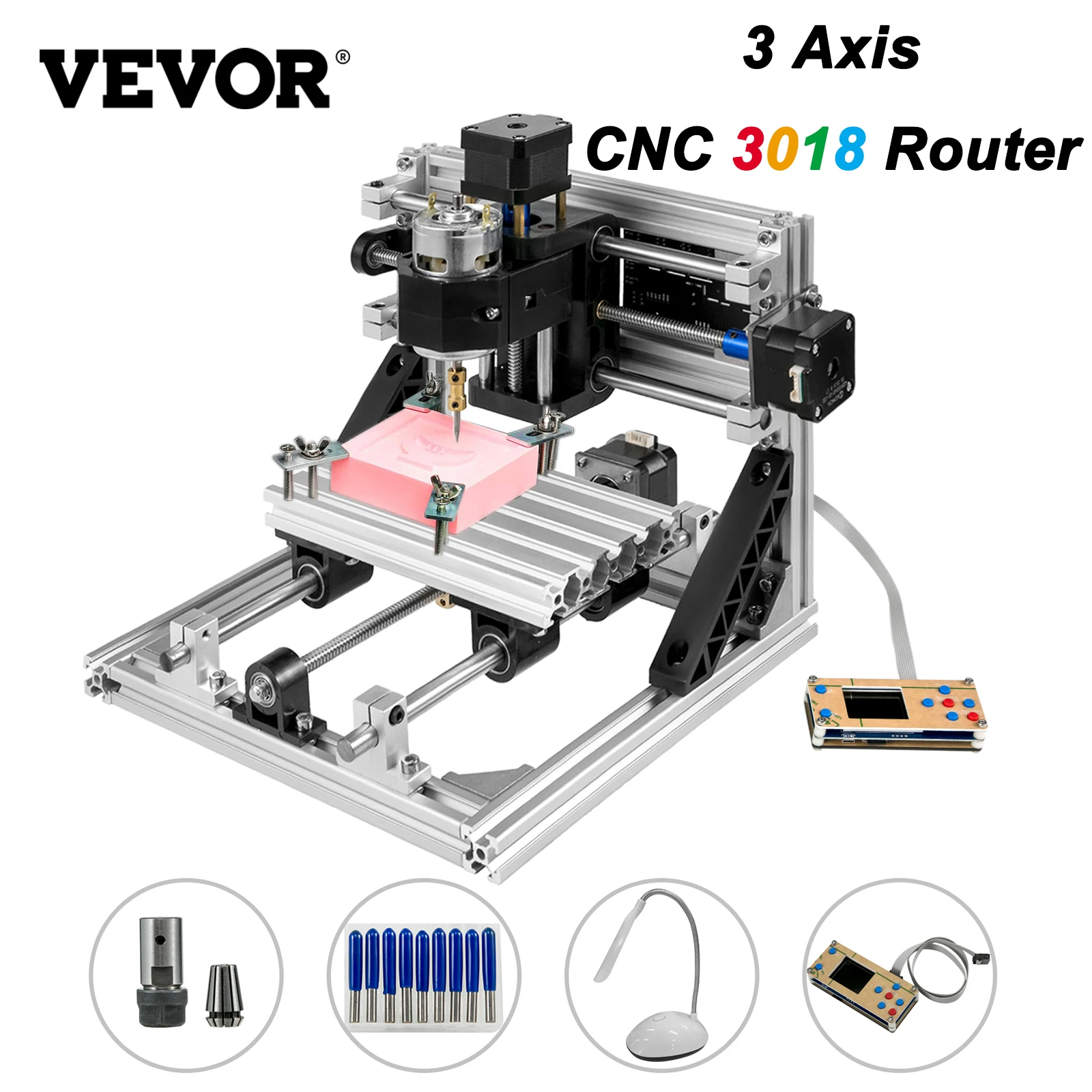 

VEVOR 3-осевой фрезерный станок с ЧПУ 3018 с автономным управлением, гравировальные инструменты, USB-порт, T8 винт, управление GRBL для фрезерования, ...