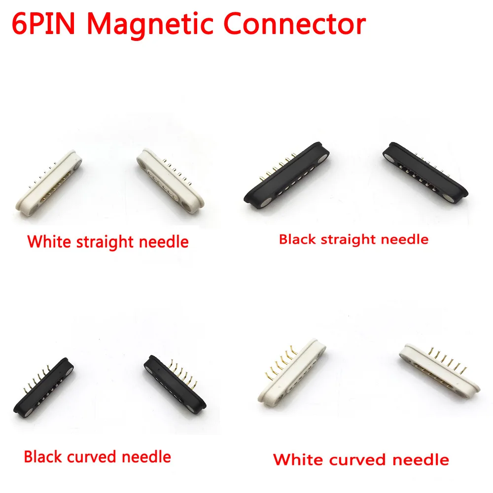 

1set 6Pin Magnetic Pogo Pin Connector 6 Positions Pitch 2.2mm Spring Loaded Header Contact for Charge Data Transfer cable Probe