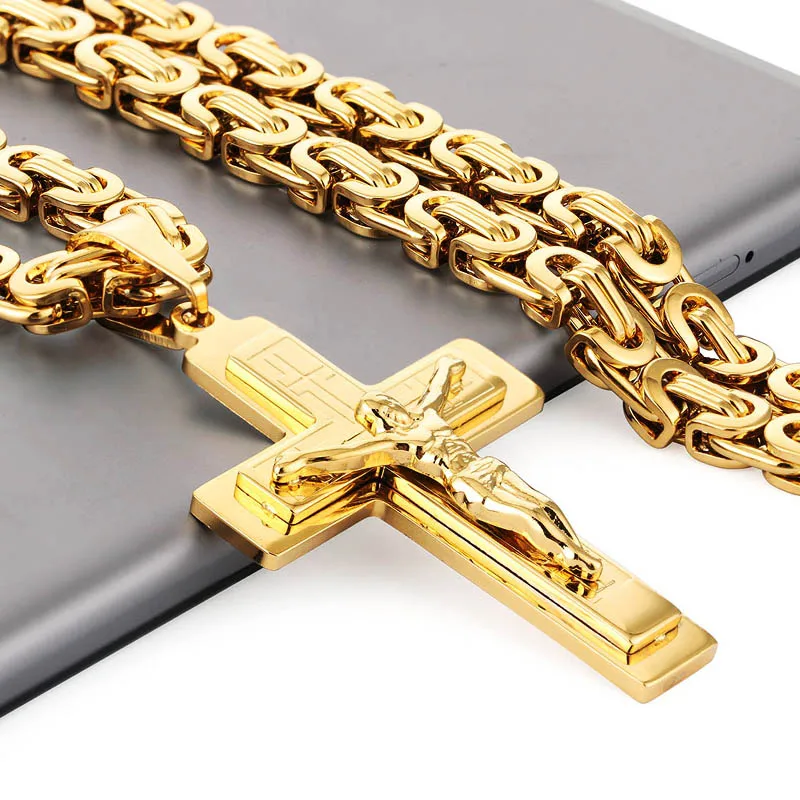 Heavy Crucifix Cross Pendant Necklace Men Gold Stainless Steel Male Punk Necklaces Byzantine Chain Men Necklaces Jewelry Gifts
Heavy Crucifix Cross Pendant Necklace Men Gold Stainless Steel Male Punk Necklaces Byzantine Chain Men Necklaces Jewelry Gifts