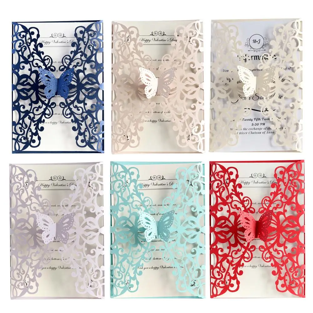 50PCS Butterfly Lace Hollow Laser Cut Wedding Invitations Party Holiday Birthday Greeting Card Cover
50PCS Butterfly Lace Hollow Laser Cut Wedding Invitations Party Holiday Birthday Greeting Card Cover