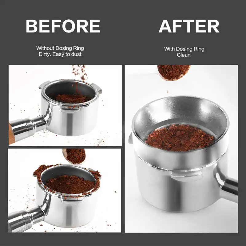 51MM/53MM/58MM Espresso Coffee Dosing Funnel Aluminum Coffee Dosing Ring with Magnetic Replacement for Coffee Machine
51MM/53MM/58MM Espresso Coffee Dosing Funnel Aluminum Coffee Dosing Ring with Magnetic Replacement for Coffee Machine
