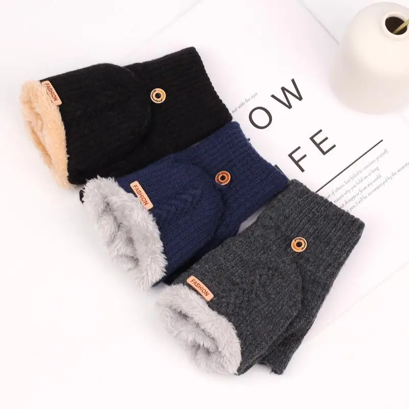 Men Women Knitted Keep Warm Woolen Thick Fur Gloves Fleece Clamshell Gloves Half-finger Flip Winter Comfortable Mittens Gloves
Men Women Knitted Keep Warm Woolen Thick Fur Gloves Fleece Clamshell Gloves Half-finger Flip Winter Comfortable Mittens Gloves