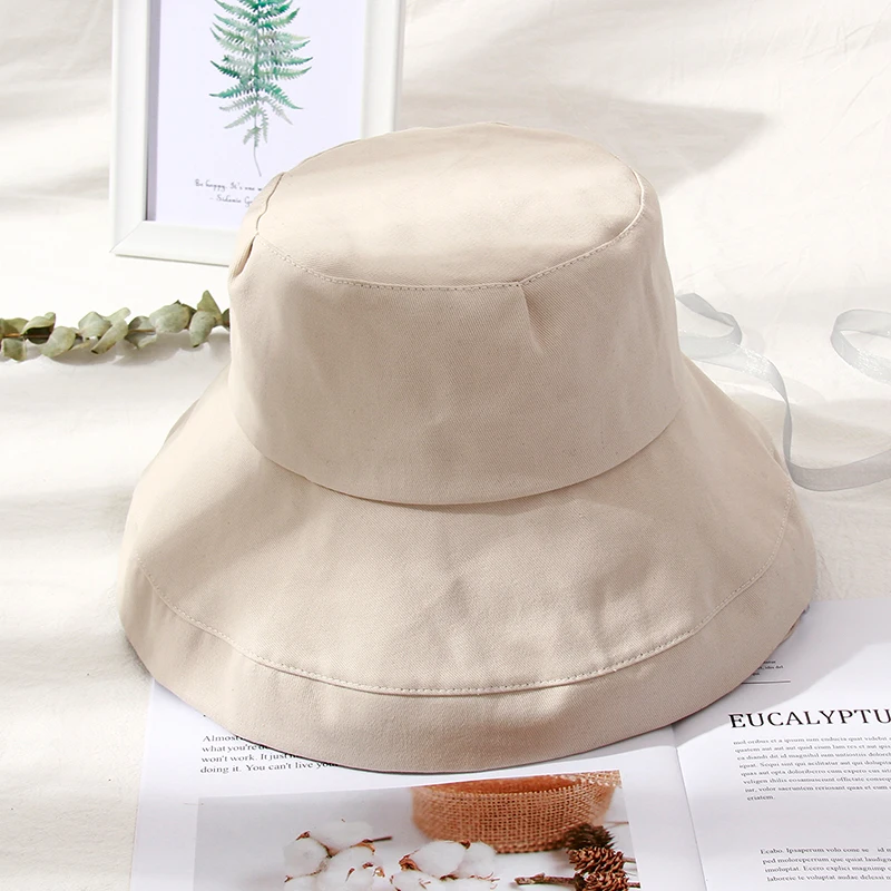

Summer Black Bucket Hat For Women Sun Hat Korean Wide Brim Fishermen Hat Dome Chapeau Fashion Big Panama Tide Visor Fishing Hat