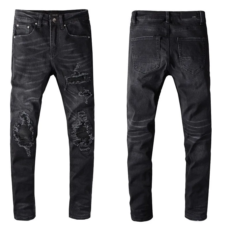 Street fashion Amir hip hop pierced Amiri small leg jeans #622 
Street fashion Amir hip hop pierced Amiri small leg jeans #622