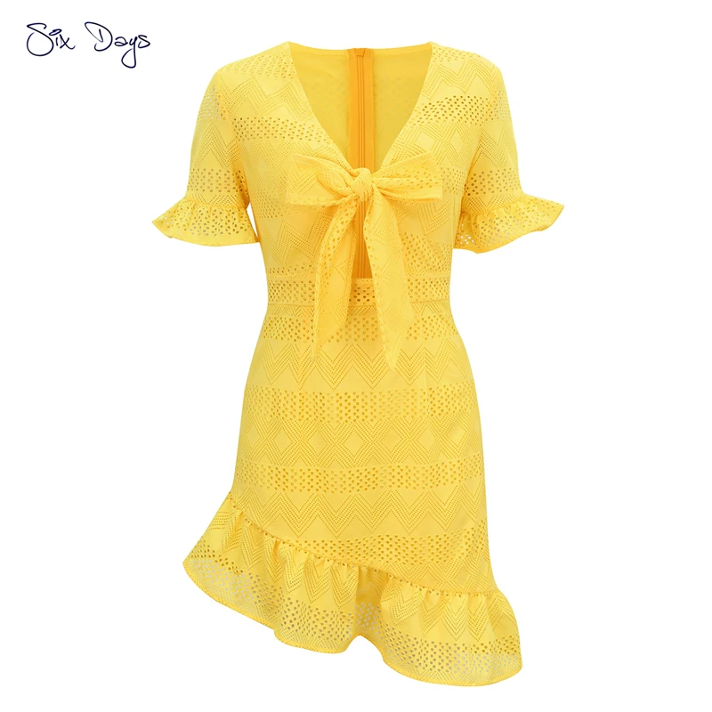 Sweet Reffles Lace Up Women Summer Beach Dresses Casual Sexy V Neck Hollow Out Short Sleeve Dress Mini 2021 Female Vestidos
Sweet Reffles Lace Up Women Summer Beach Dresses Casual Sexy V Neck Hollow Out Short Sleeve Dress Mini 2021 Female Vestidos