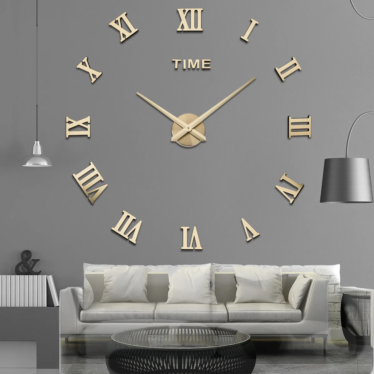 DIY 3D Large Roman Numeral Large Wall Clock Creative Living Room Clock Modern Minimalist Wall sticker Clock
DIY 3D Large Roman Numeral Large Wall Clock Creative Living Room Clock Modern Minimalist Wall sticker Clock